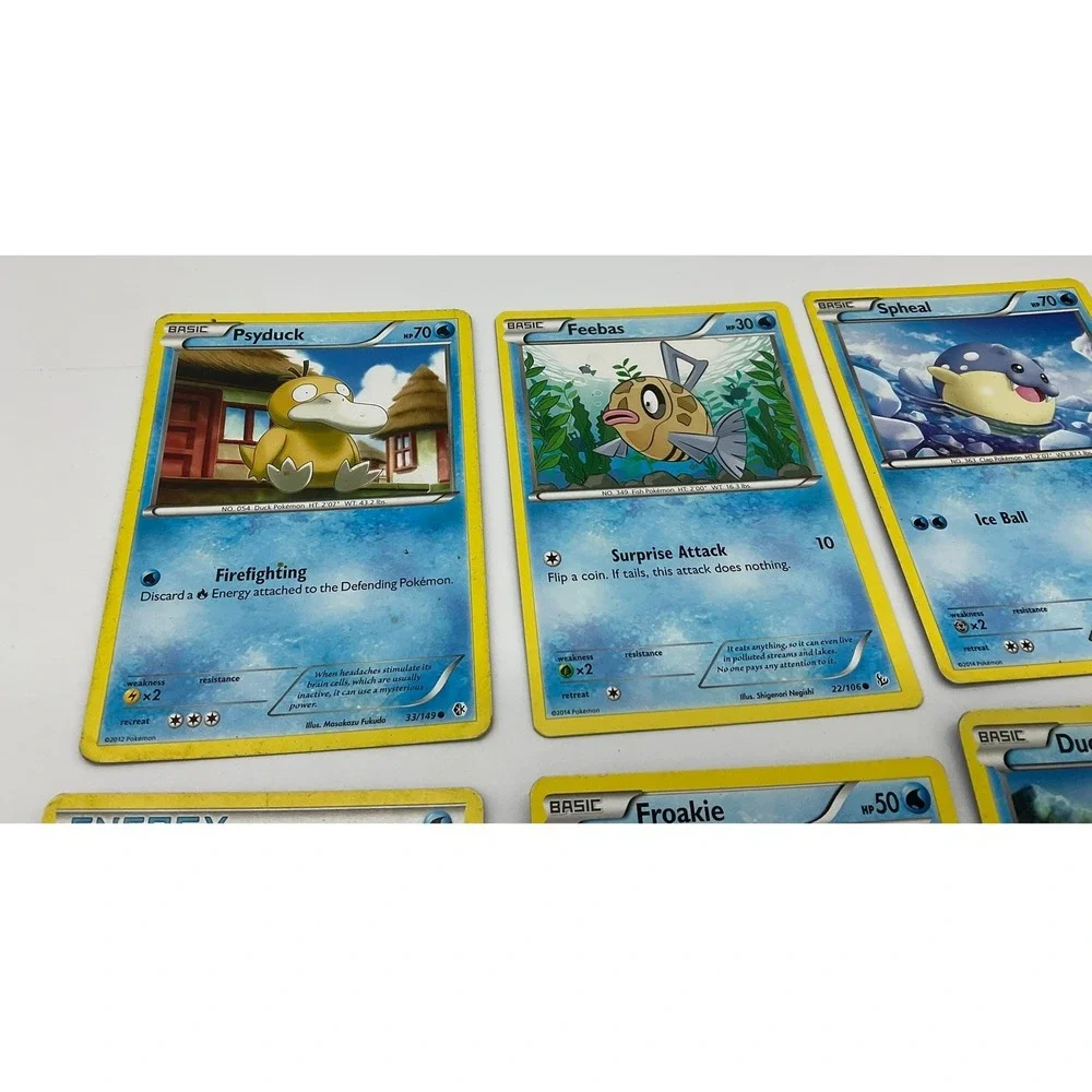 Pokemon Water Type Card Lot 7pc Froakie Psyduck Spheal Luvdisc TCG Mixed Set